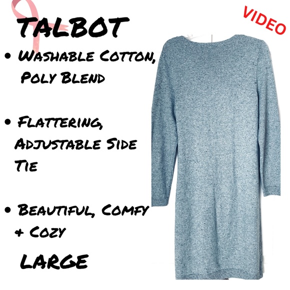 POSH PARTY SPECIAL TALBOT Grey Tweed Side Tie Sweater Dress - Picture 9 of 15